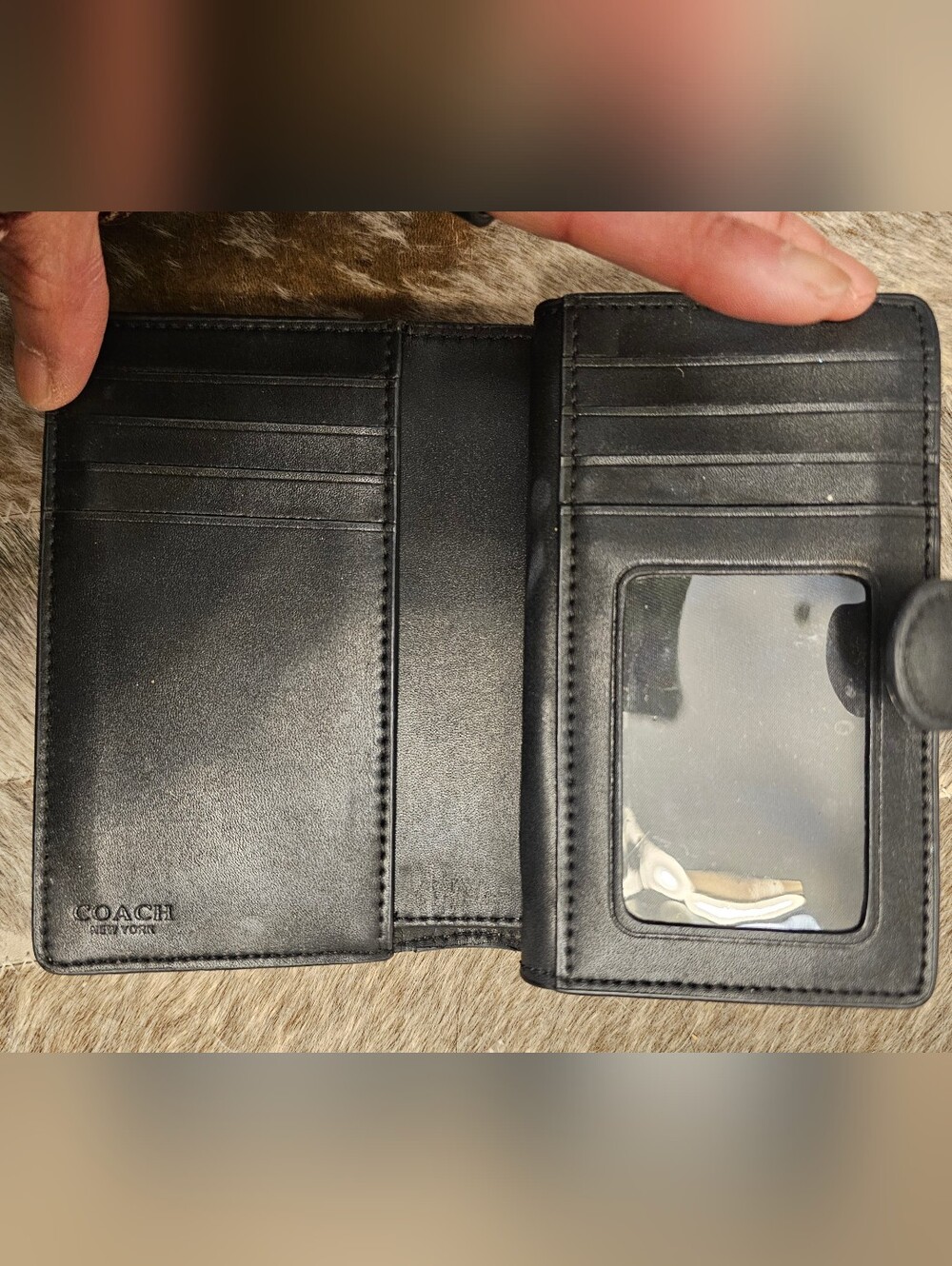 COACH Black "Spooky Eyes" Compact Wallet - Picture 8 of 9